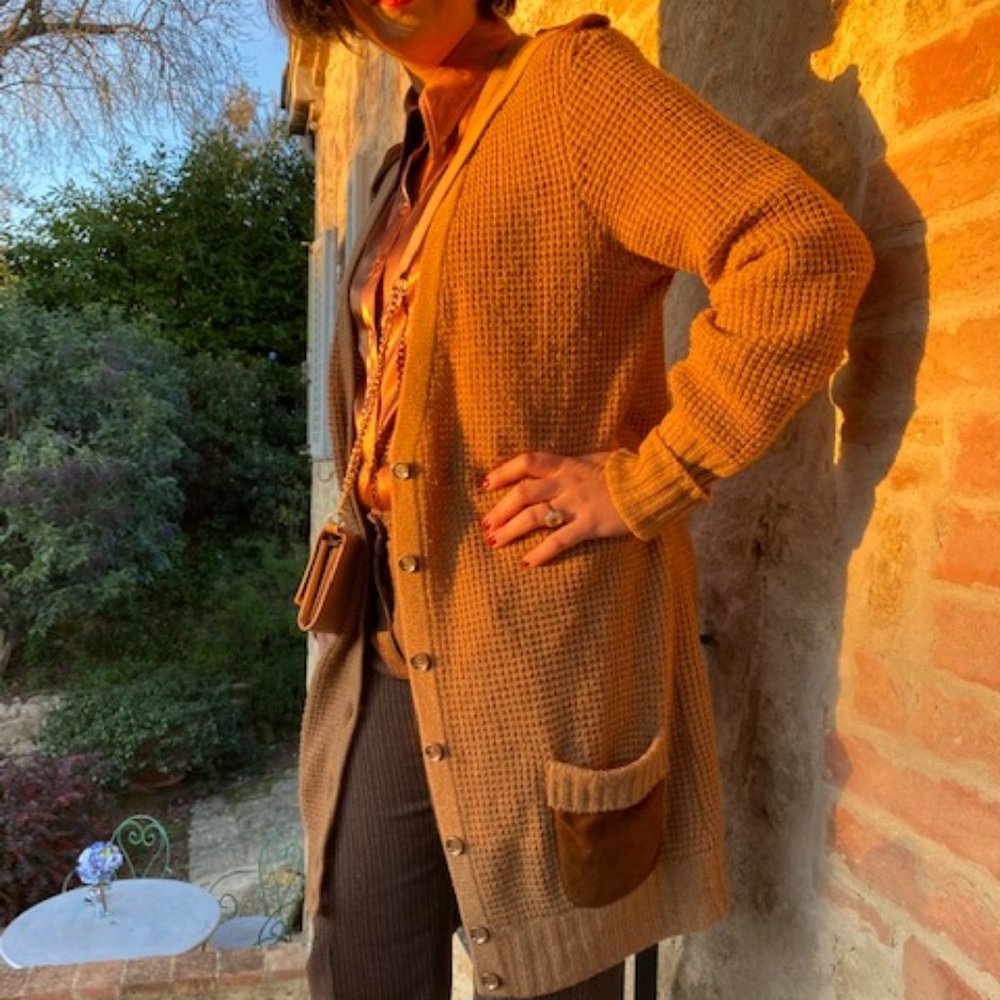 Salvatore Ferragamo Camel Tan Brown Suede Pocket C